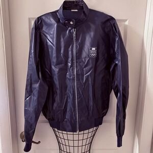 Vintage 1988 Calgary Olympics 3M Sponsor Jacket Navy Blue Windbreaker Bomber L